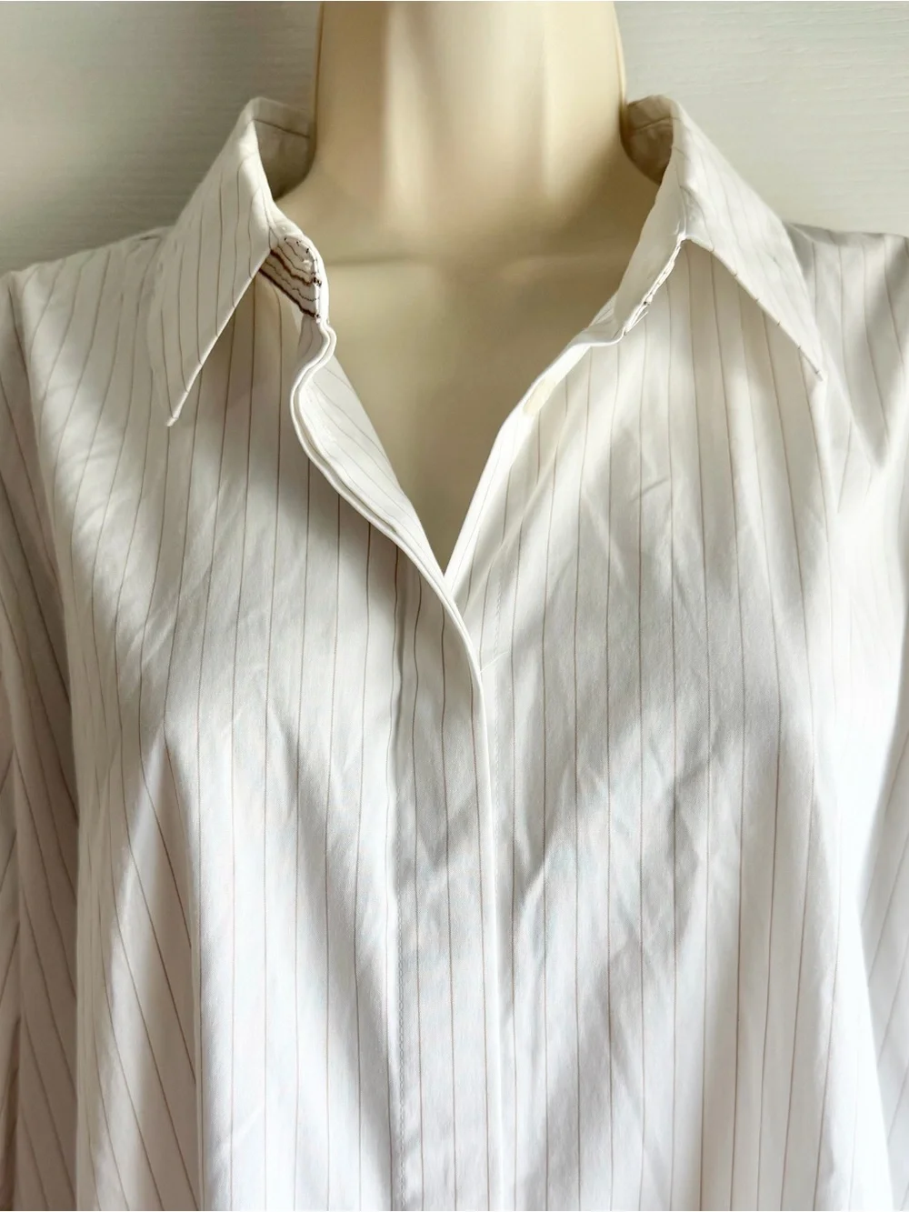 Lafayette 148 New York Helen Oversize Stripe Cotton Button Up Shirt - Picture 4 of 11